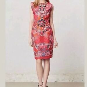 Anthropologie Pankaj & Nidhi Pink Sleeveless Mangala Dress Size 8